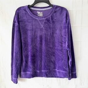 NWOT Muk Luks Purple Velour Sweatshirt SZ S